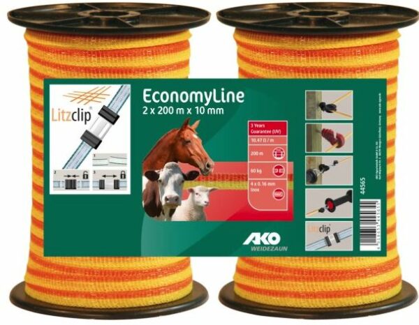 Kit de deux rubans de clôture EconomyLine 2X200MX10MM
